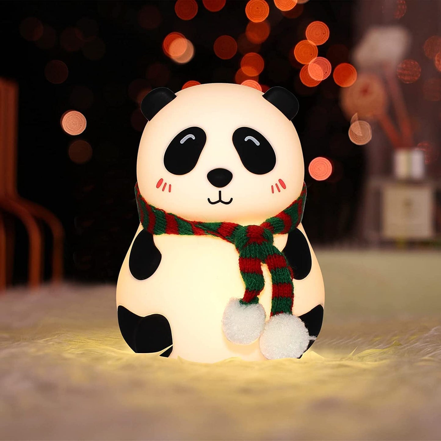 silicone panda night lamp with tap changing light