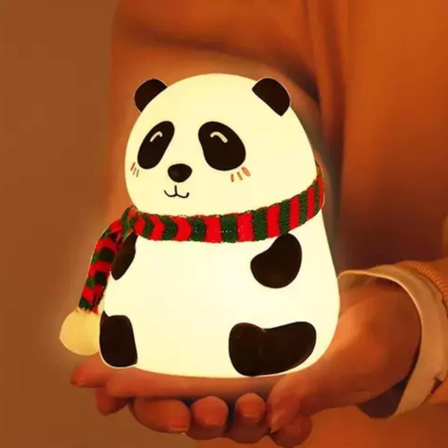 silicone panda night lamp with tap changing light