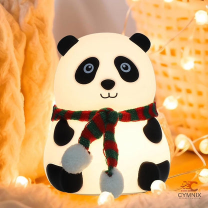 silicone panda night lamp with tap changing light